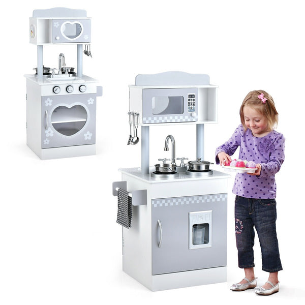 Interactive Double-Sided Play Kitchen for Toddlers (Ages 3+) with Cooking Sets