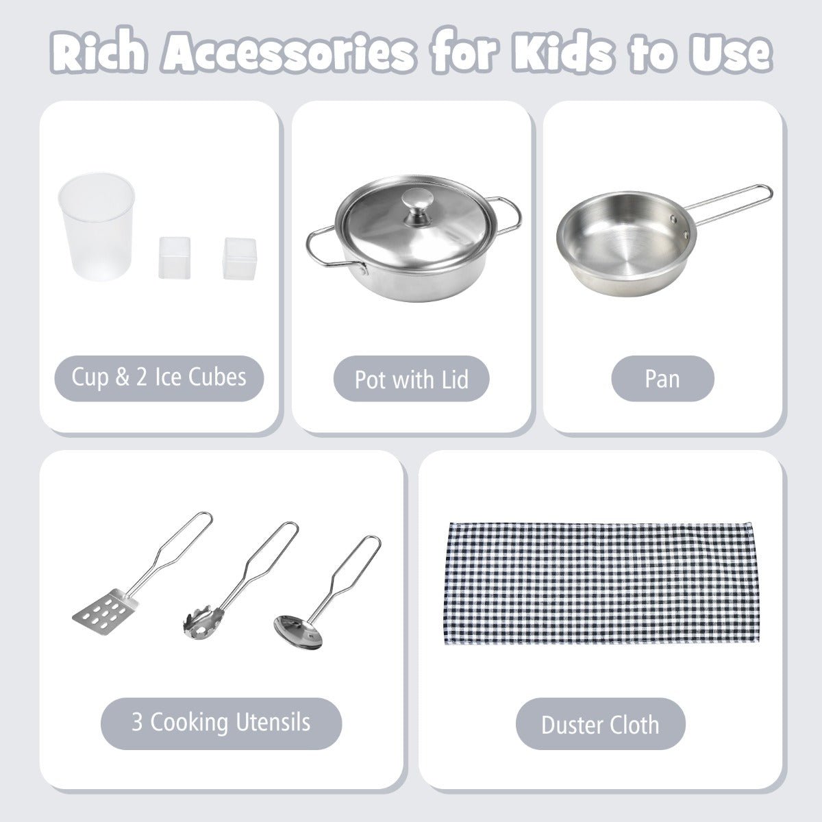Creative Kids Play Kitchen with Cooking Accessories (Ages 3+) on Both Sides
