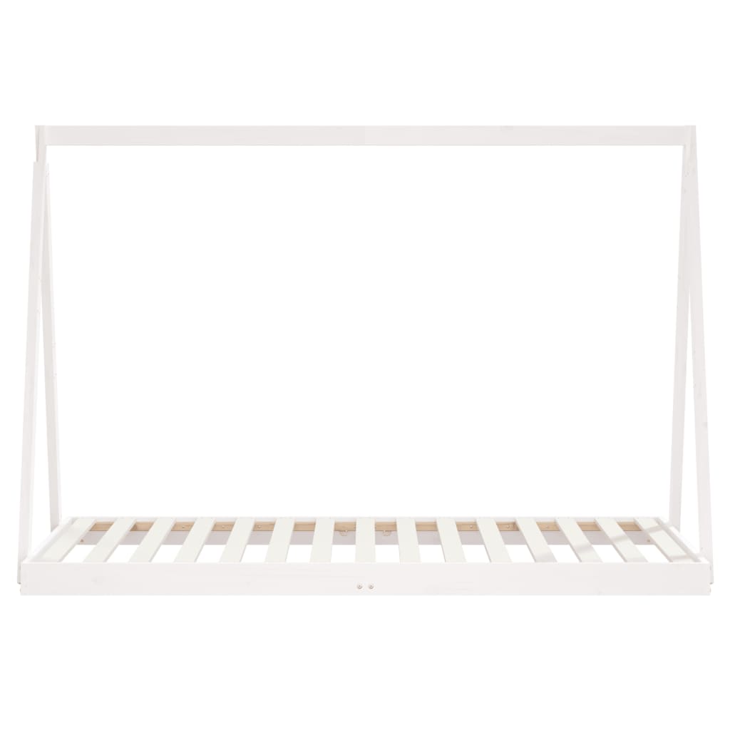 Kids white pinewood tent bed frame for imaginative play and cozy sleepovers.