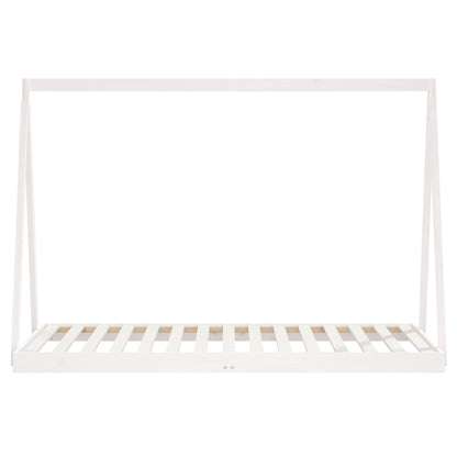 Kids white pinewood tent bed frame for imaginative play and cozy sleepovers.