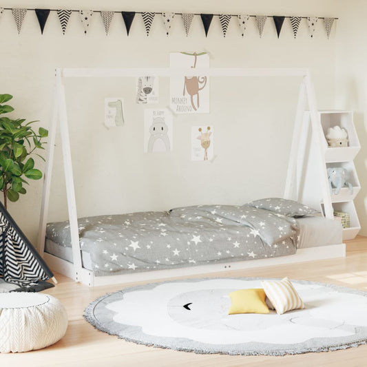 White Pinewood Tent Bed Frame for Kids - Perfect for imaginative play and cozy sleep.