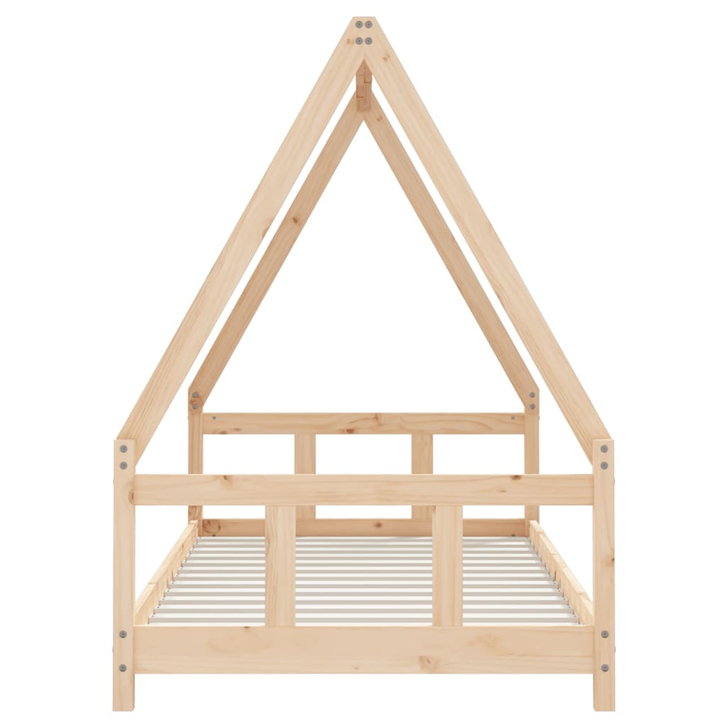 Charming wood house-shaped childrens bed frame for delightful kids room ambiance.