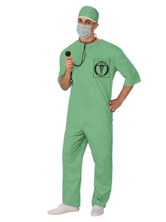 Realistic ER doctor dress-up set with scrubs and accessories for kids pretend play.