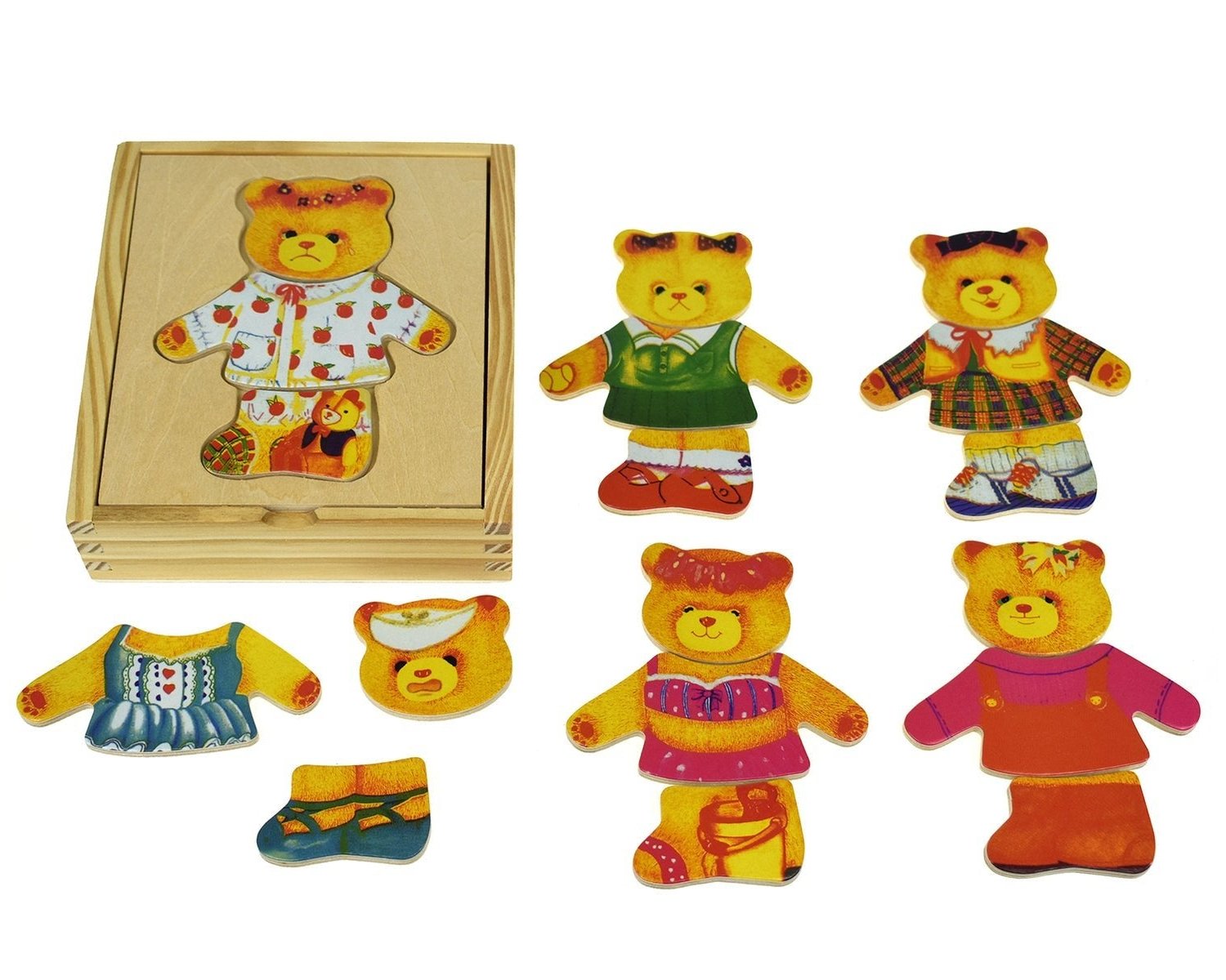 Adorable stuffed bear toy with various outfits for imaginative play, perfect for kids bedrooms.