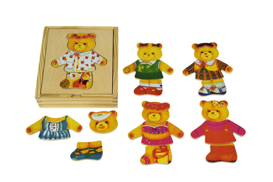 Adorable stuffed bear toy with various outfits for imaginative play, perfect for kids bedrooms.