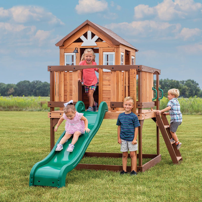 Backyard Discovery Echo Heights Cubby House with Slide | Outdoor Fun