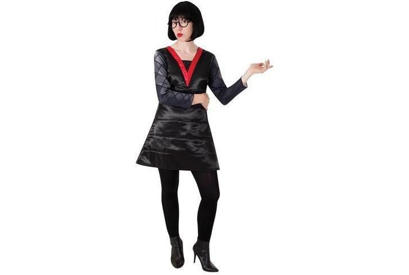 Incredibles Edna Mode adult costume ideal for kids pretend play and costume parties.