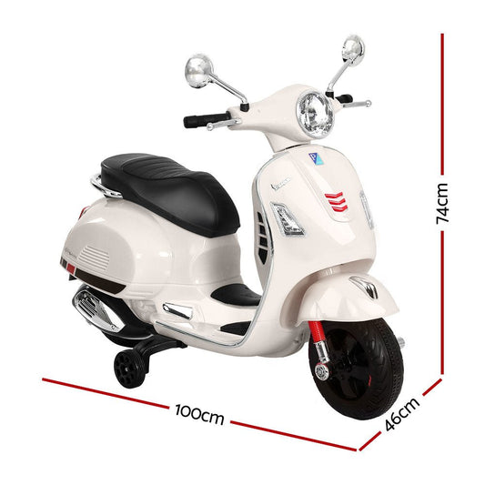 kids electric motorbike vespa white