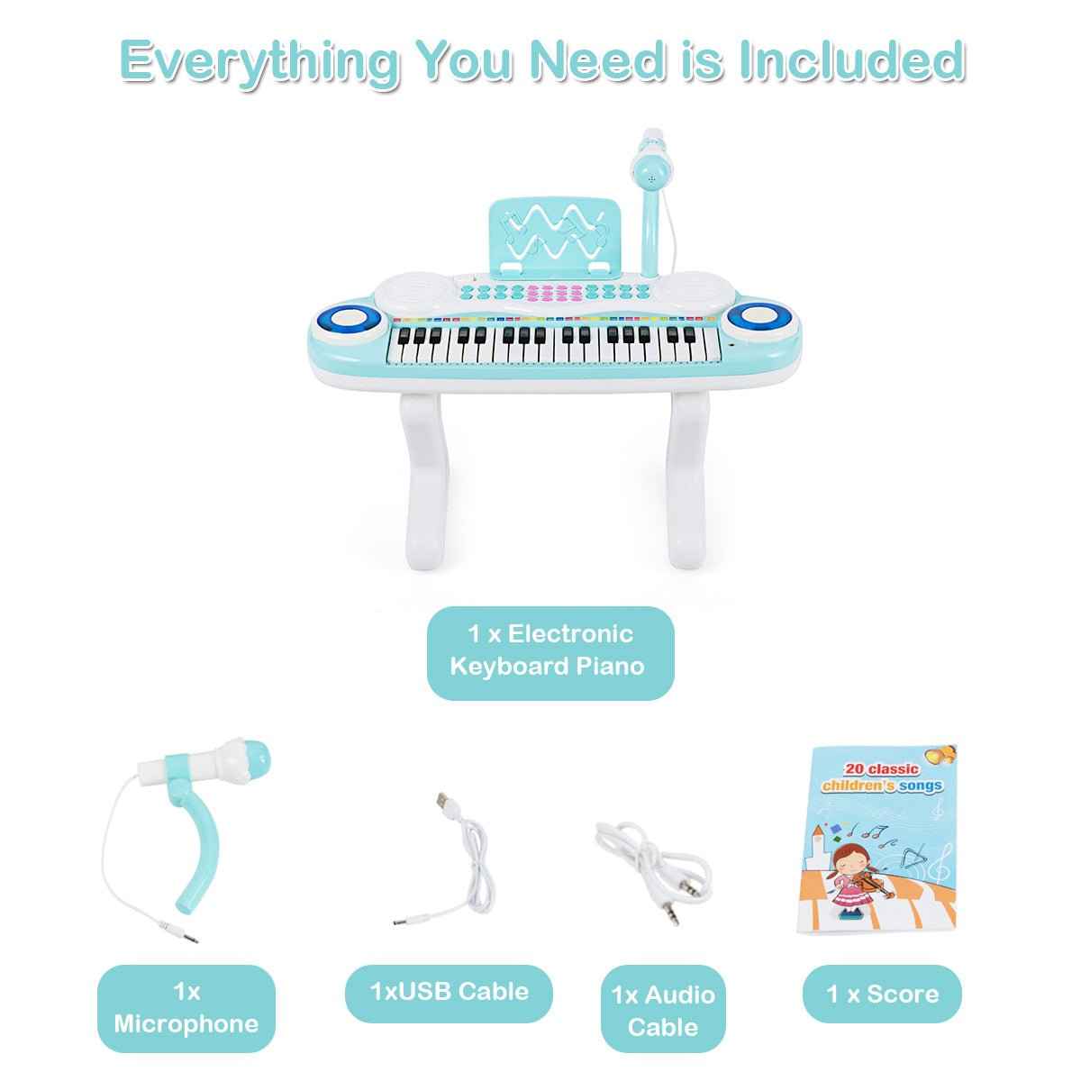 Get the Kids Blue Electronic Keyboard Piano with Microphone Today