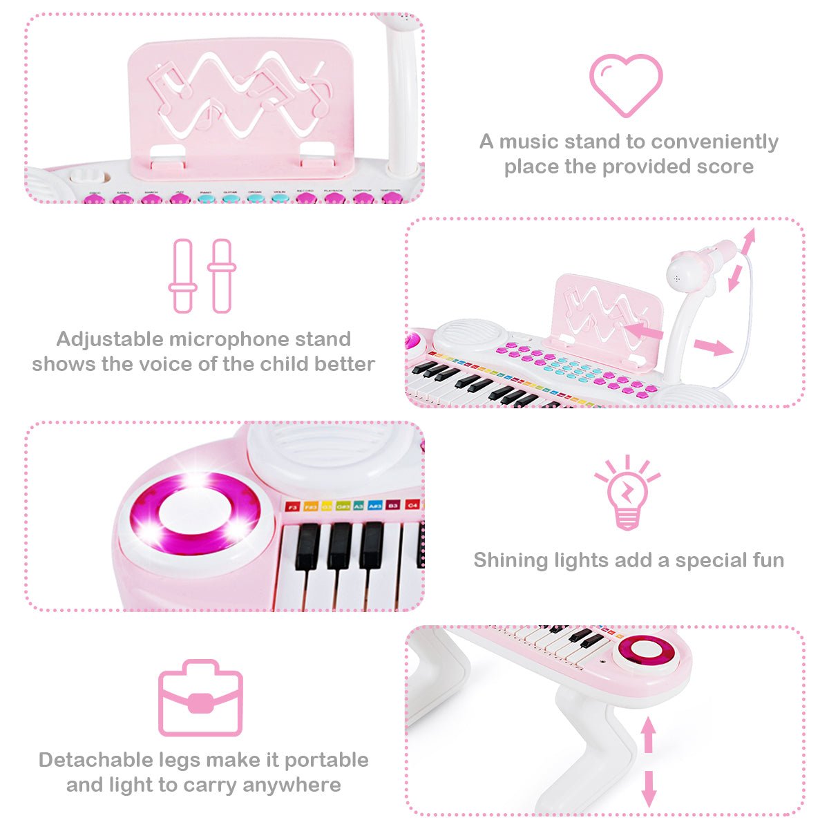 Electronic Keyboard Piano with Microphone in Pink - Order Yours Now