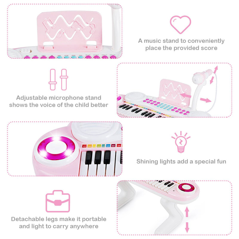 Electronic Keyboard Piano with Microphone in Pink - Order Yours Now