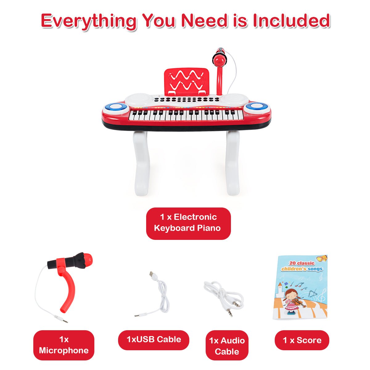 Get the Kids Red Electronic Keyboard Piano with Microphone Today