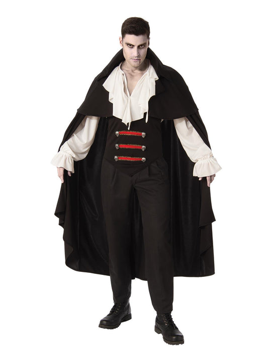 Elegant Vampire Man Halloween Costume Set for adults, perfect for spooky dress-up occasions.