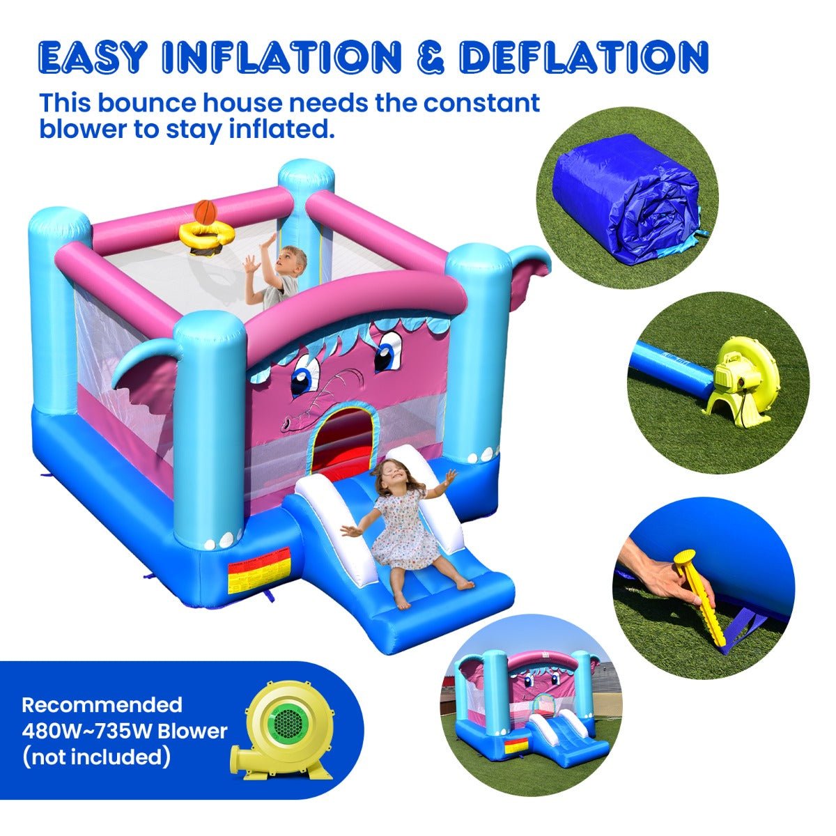 3-in-1 Inflatable Castle with Elephant Theme - Active Play for Children