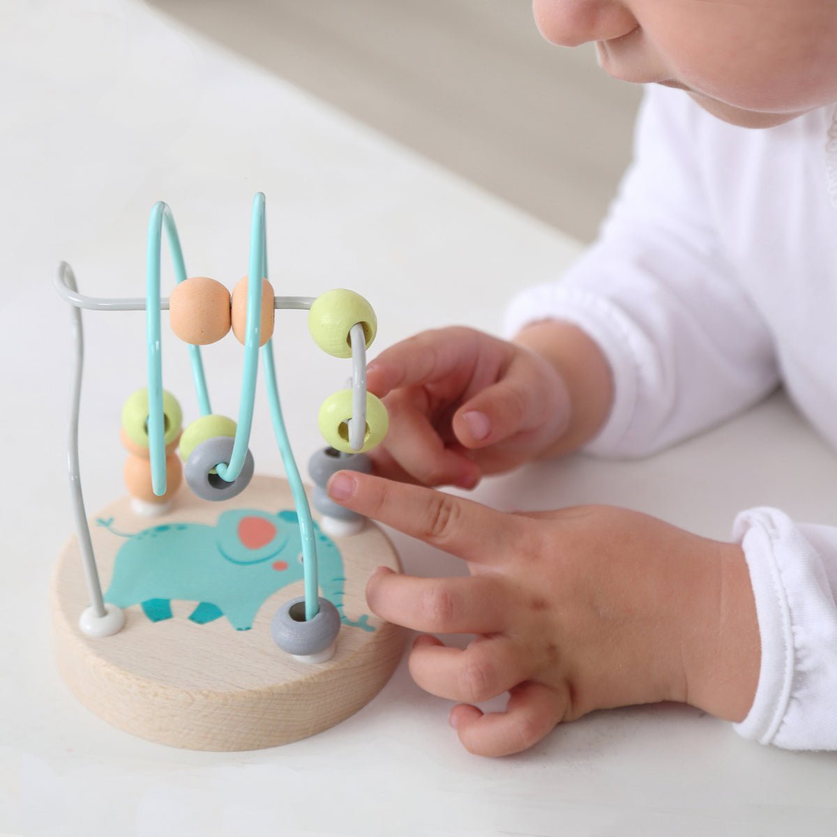 Elephant-themed small bead maze toy for kids interactive learning and playtime at home.