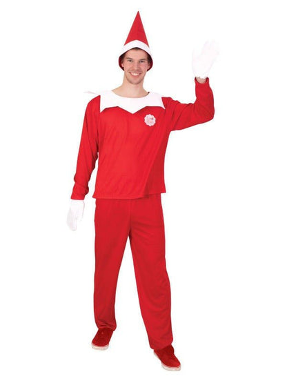 Adult Elf On The Shelf costume, officially licensed, perfect for festive holiday dress-up.