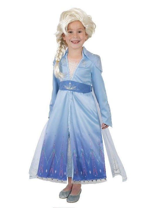 Elsa Frozen 2 Disney Premium Costume and Wig Set for Kids, perfect for imaginative play.