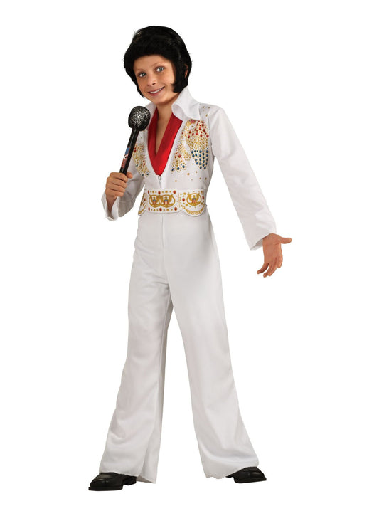 Elvis Presley kids deluxe jumpsuit costume for dress-up play and themed parties at home.