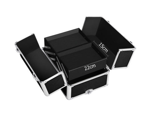 Transform your beauty routine with our portable 7-in-1 makeup trolley. In sleek black.