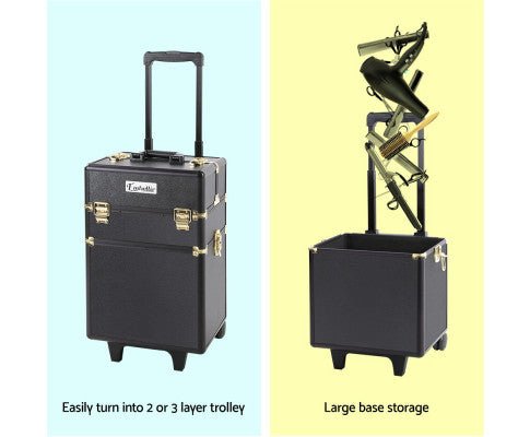 Stay fabulous anywhere with our 7-in-1 beauty trolley. Available in Black & Gold.