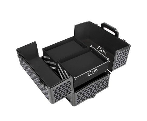 Stay organized on the go with our diamond black 7-in-1 beauty trolley.