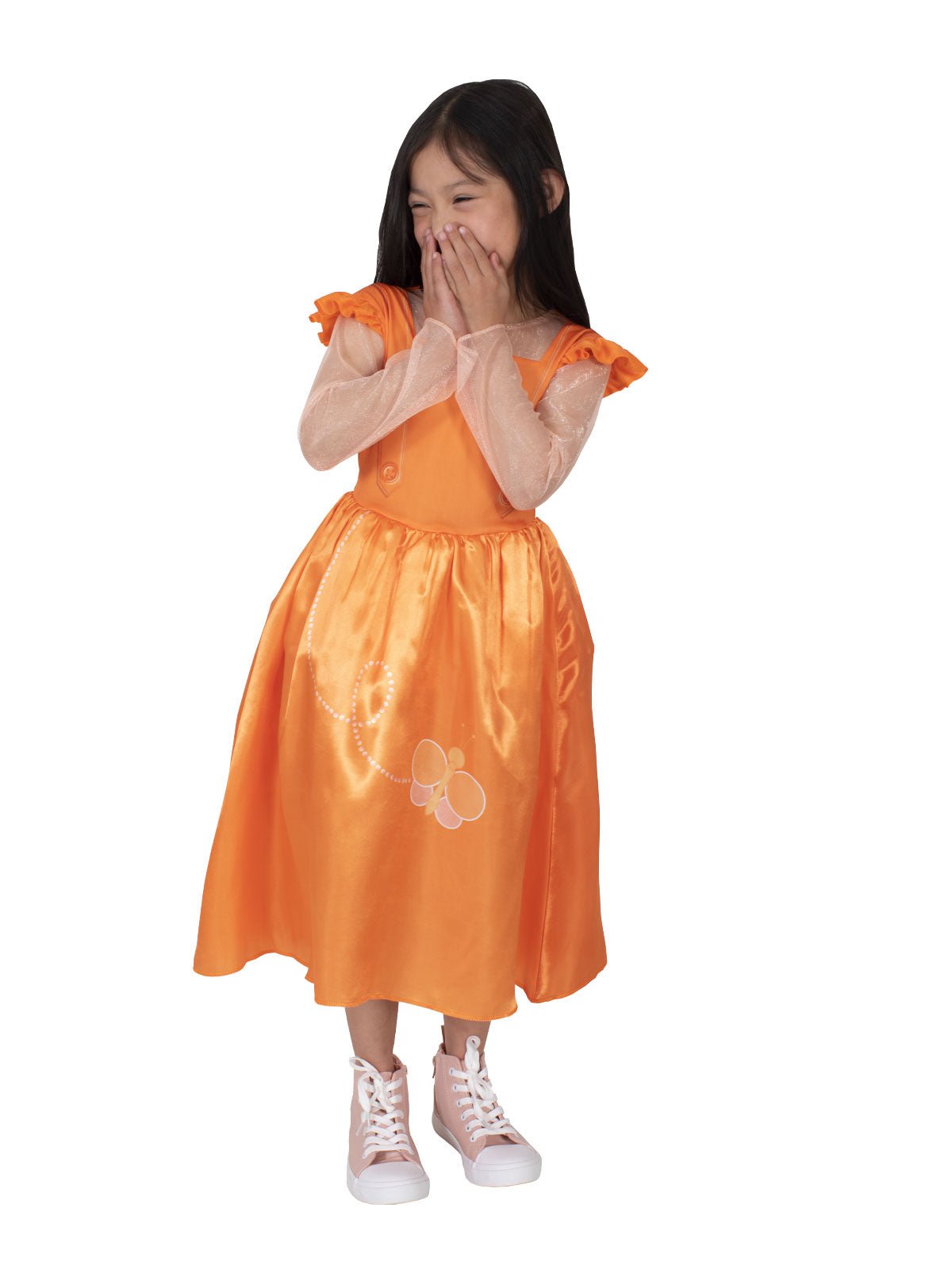 Orange Dress with Butterfly Design