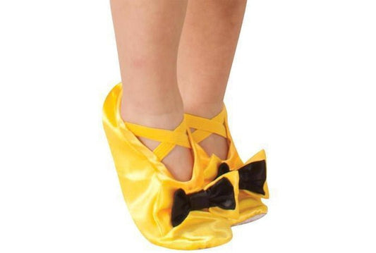 Kids Emma Wiggles satin bow slippers, perfect for home comfort with official design.