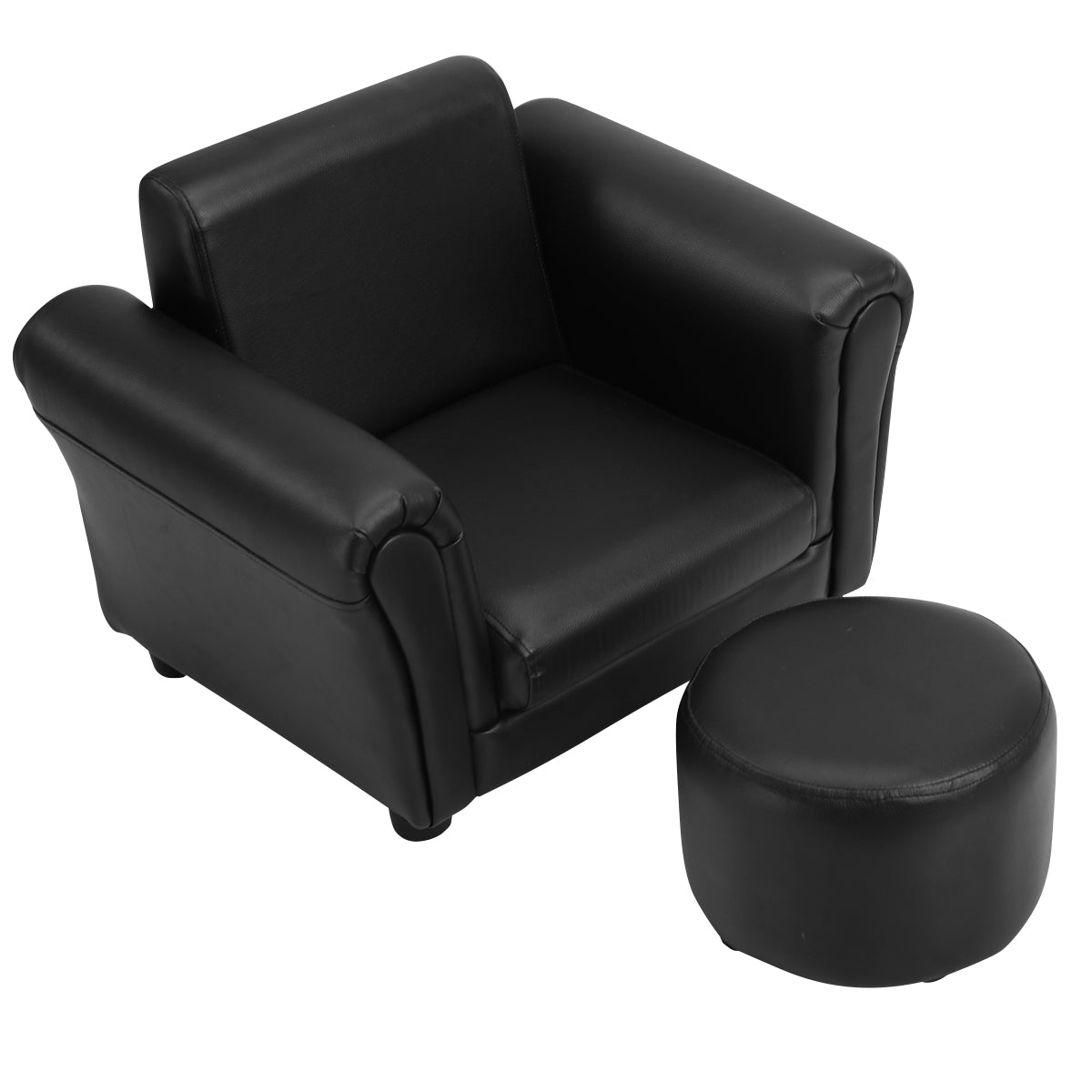 Kids Ergonomic Sofa and Footstool - Comfortable Seating in Black