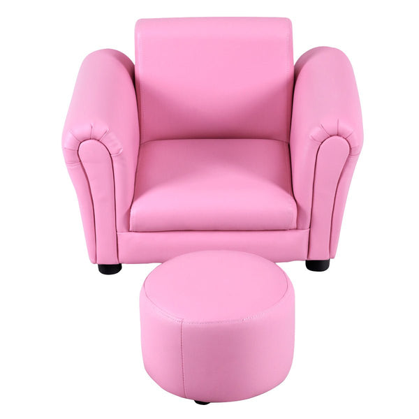Baby and Children's Ergonomic Pink Sofa with Footstool - Cozy Seating