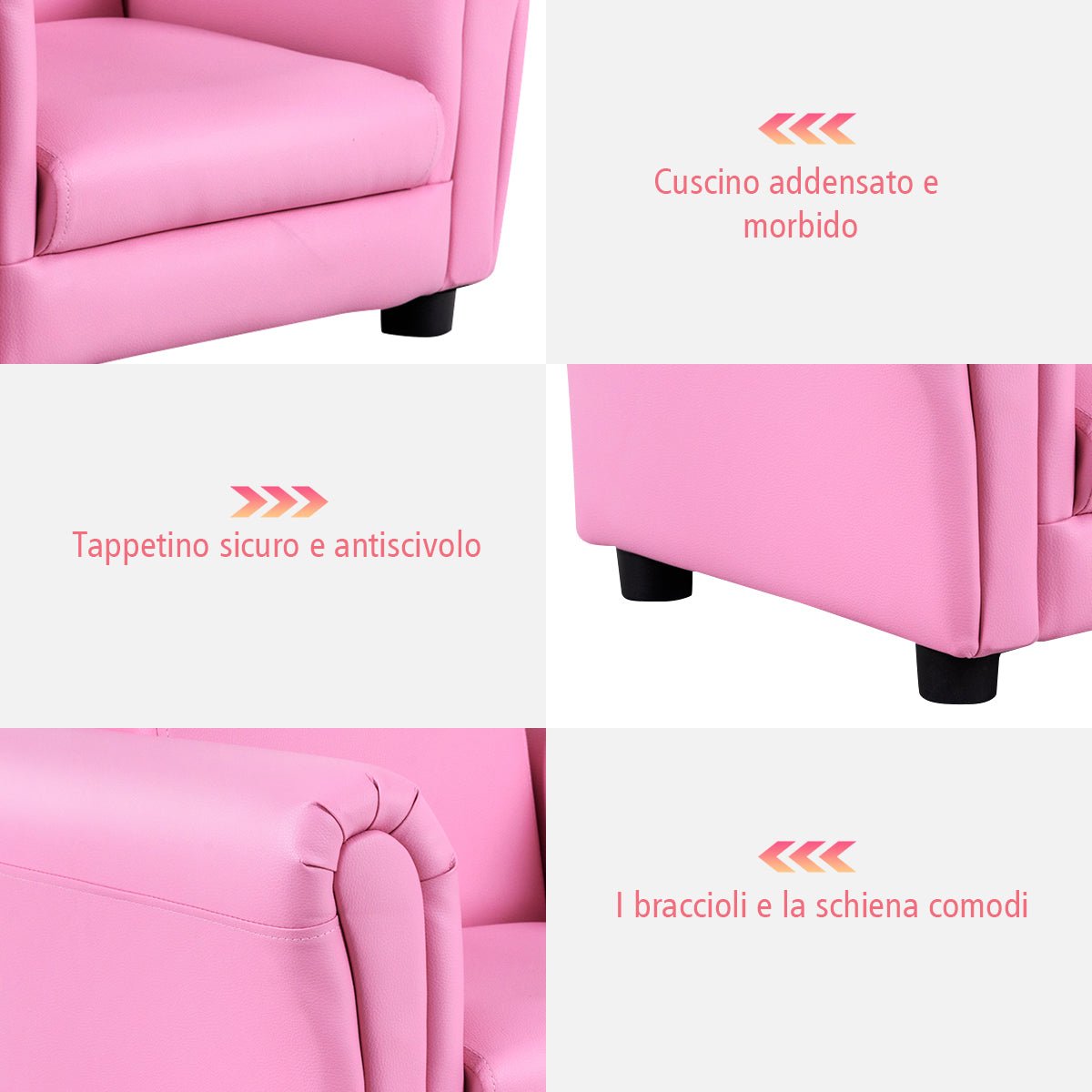 Pink Ergonomic Sofa Set with Footstool - Cozy Seating for Kids