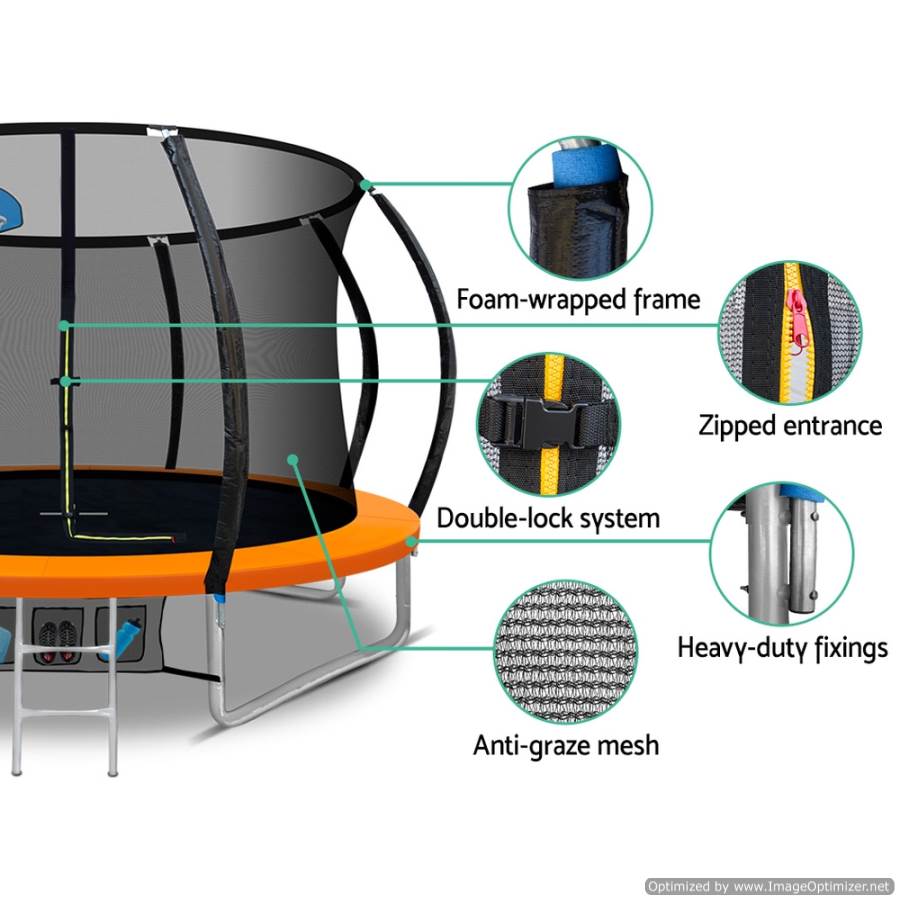 Everfit 10FT Trampoline with Basketball Hoop Orange for fun and active play at home.