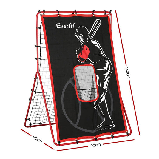 Child-friendly baseball net with target zones and rebound feature for pitching practice and hitting.