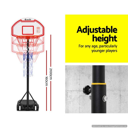 Everfit 2.1M Portable Basketball Hoop perfect for kids indoor/outdoor basketball practice. Easy setup.