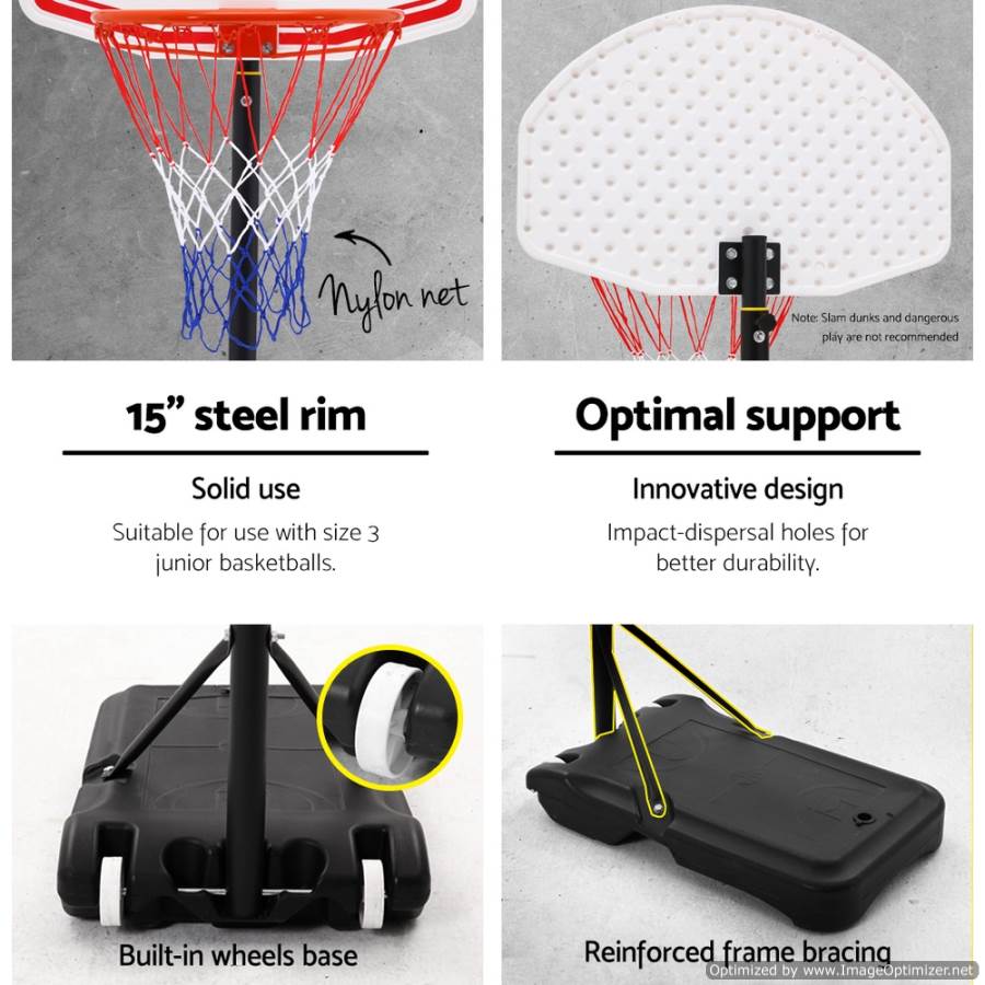 Everfit 2.1M Portable Basketball Hoop 15 Inch Steel Rim Australia 