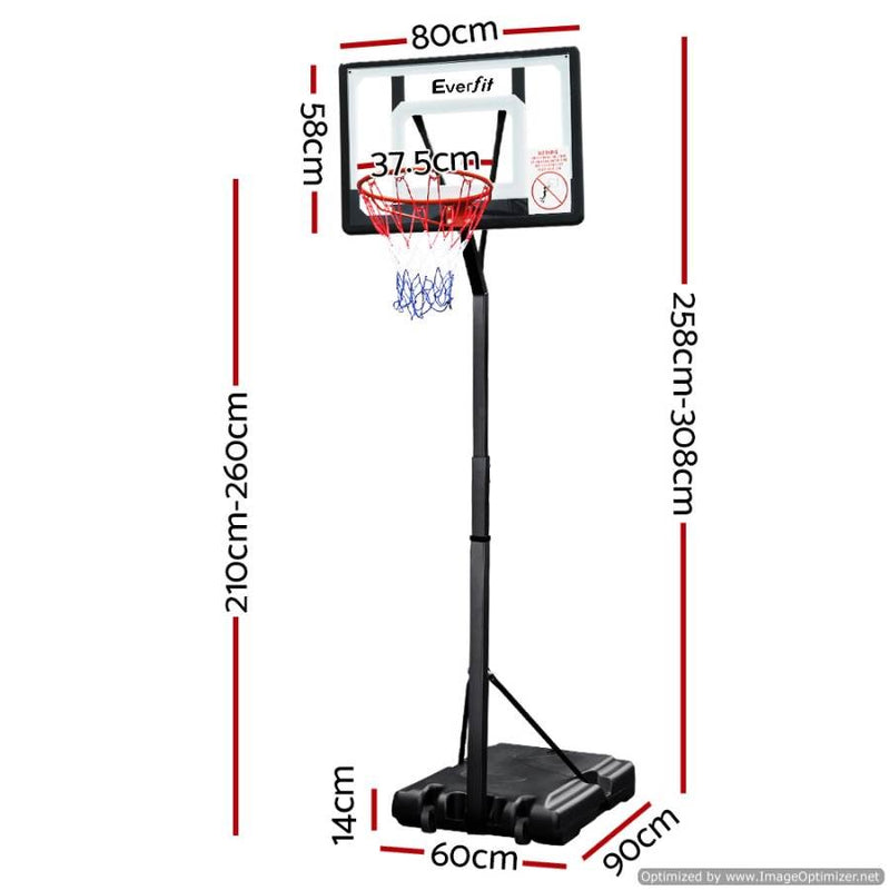 Everfit 2.6M Adjustable Portable Basketball Hoop Measurement