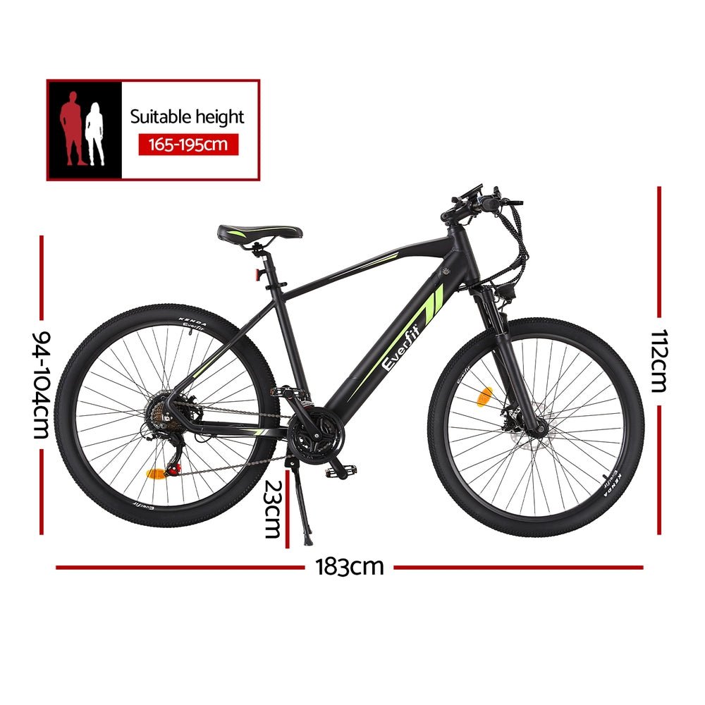 27.5 Everfit electric mountain bike, 21-speed, perfect for childrens off-road adventures at home.