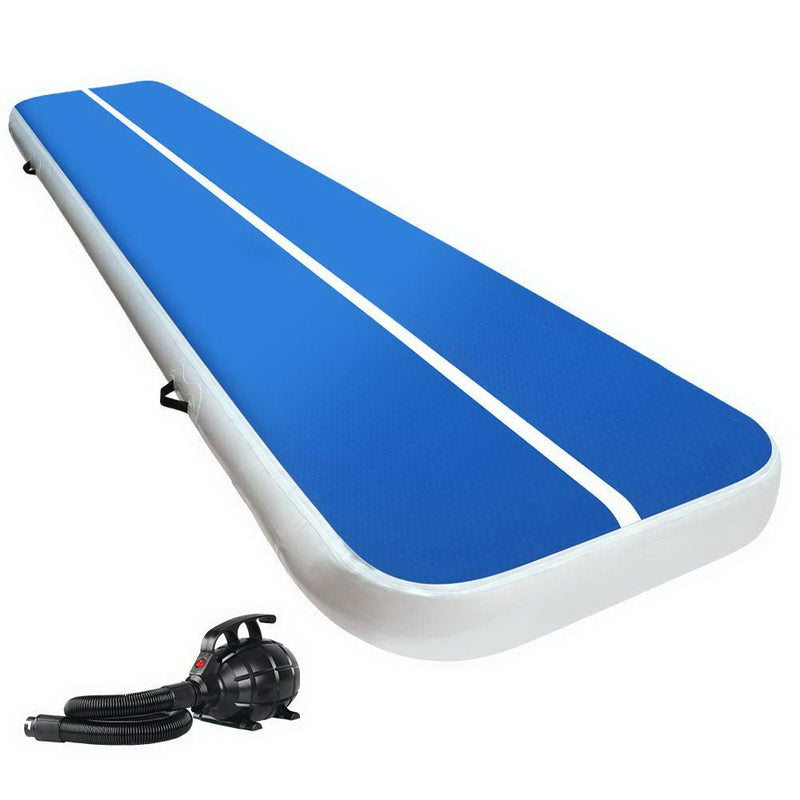 Everfit 4X1M Inflatable Air Track Mat 20CM Thick with Pump Tumbling Gymnastics Blue | Kids Mega Mart | Shop Now!