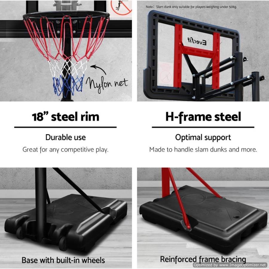 Kids adjustable 3.05M black basketball hoop, perfect for home play, encourages active fun.