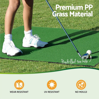 Portable evergreen golf hitting mat for kids home training, 100x125cm in size.