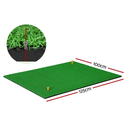 Golf hitting mat for kids home practice, portable, 100x125cm, ideal for training aids.