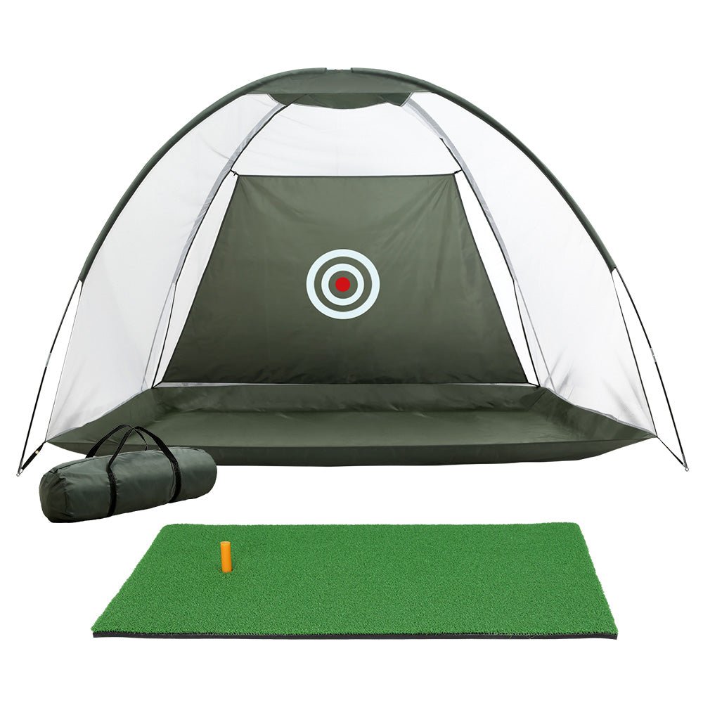 Kids golf practice set with net, target mat for home training. Improve swing accuracy.