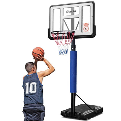 Adjustable Kids Basketball Hoop in Blue - 3.05M height, perfect for home play.