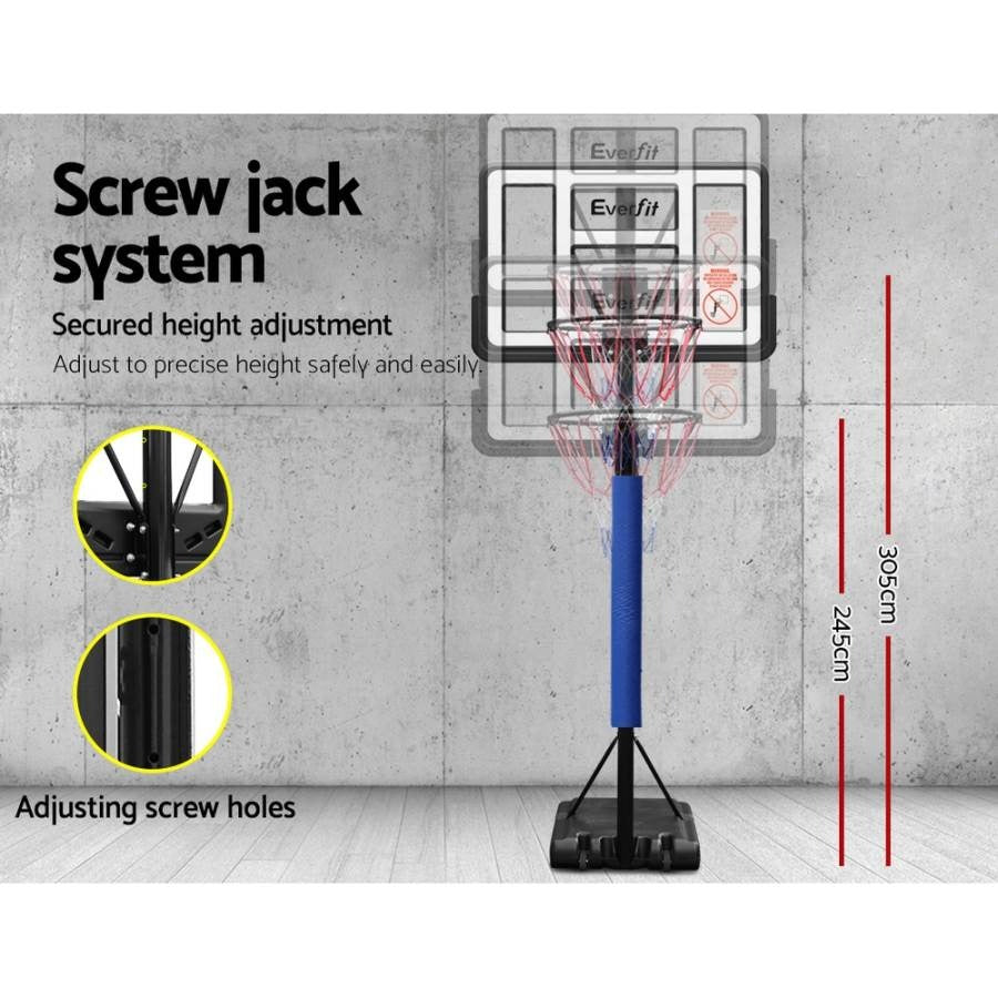 Everfit Kids Basketball Hoop Blue - 3.05M Adjustable height for indoor fun and skill development