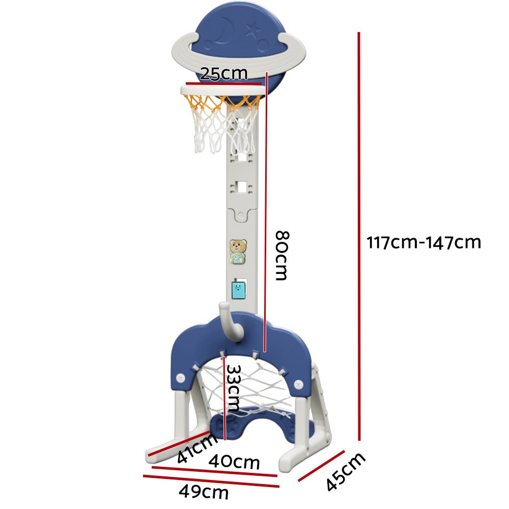 Everfit Kids Basketball Hoop Stand | Adjustable 6-in-1 Sports Center Set, Ideal Home Toy in Blue