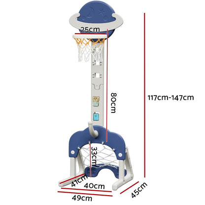 Everfit Kids Basketball Hoop Stand | Adjustable 6-in-1 Sports Center Set, Ideal Home Toy in Blue