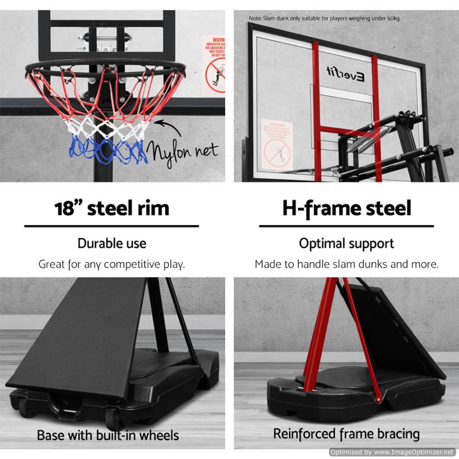 Everfit Pro Portable Basketball Hoop 3.05M | Adjustable height for kids active indoor play.