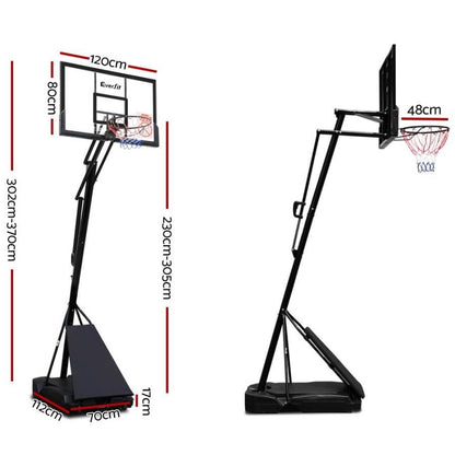 Adjustable 3.05M basketball hoop for kids home games, the Everfit Pro Portable standout.