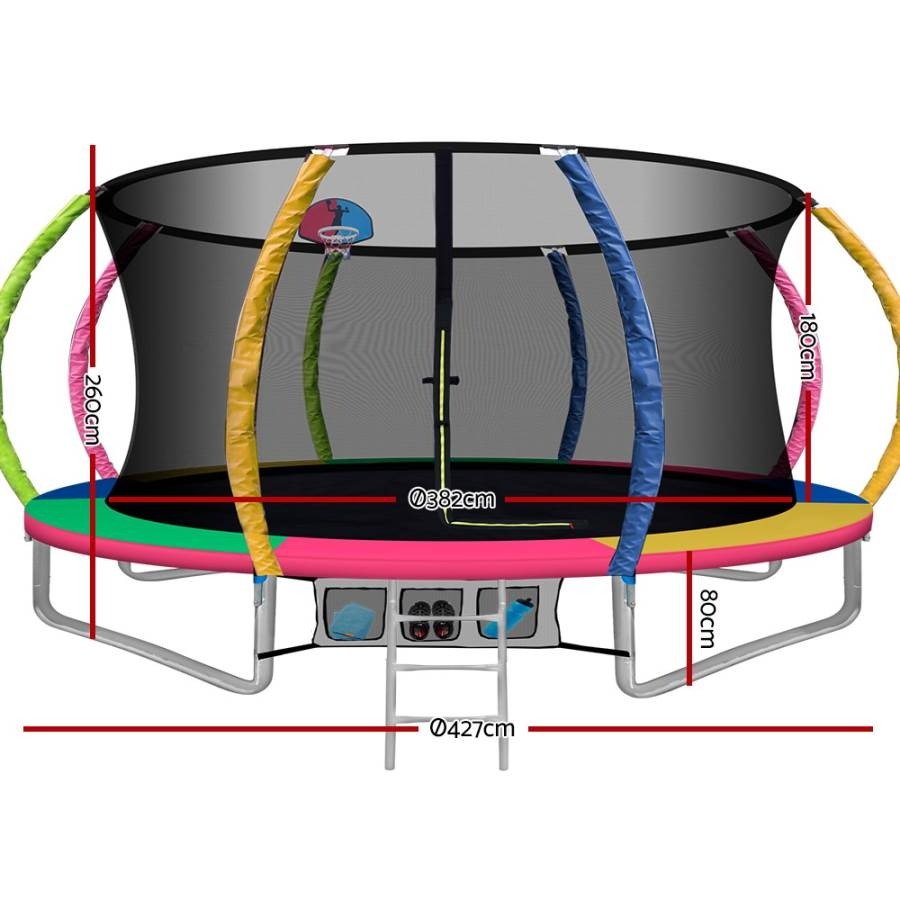 Everfit Trampoline 14FT With Basketball Hoop Multi Australia Measurements