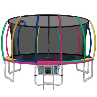 16ft Everfit Trampoline with Basketball Hoop, vibrant colors, ideal for kids active play.