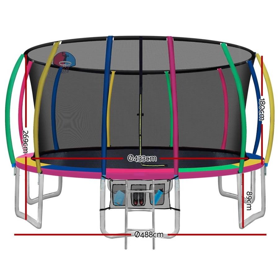 Everfit Trampoline 16ft With Basketball Hoop Multi Australia Measurement